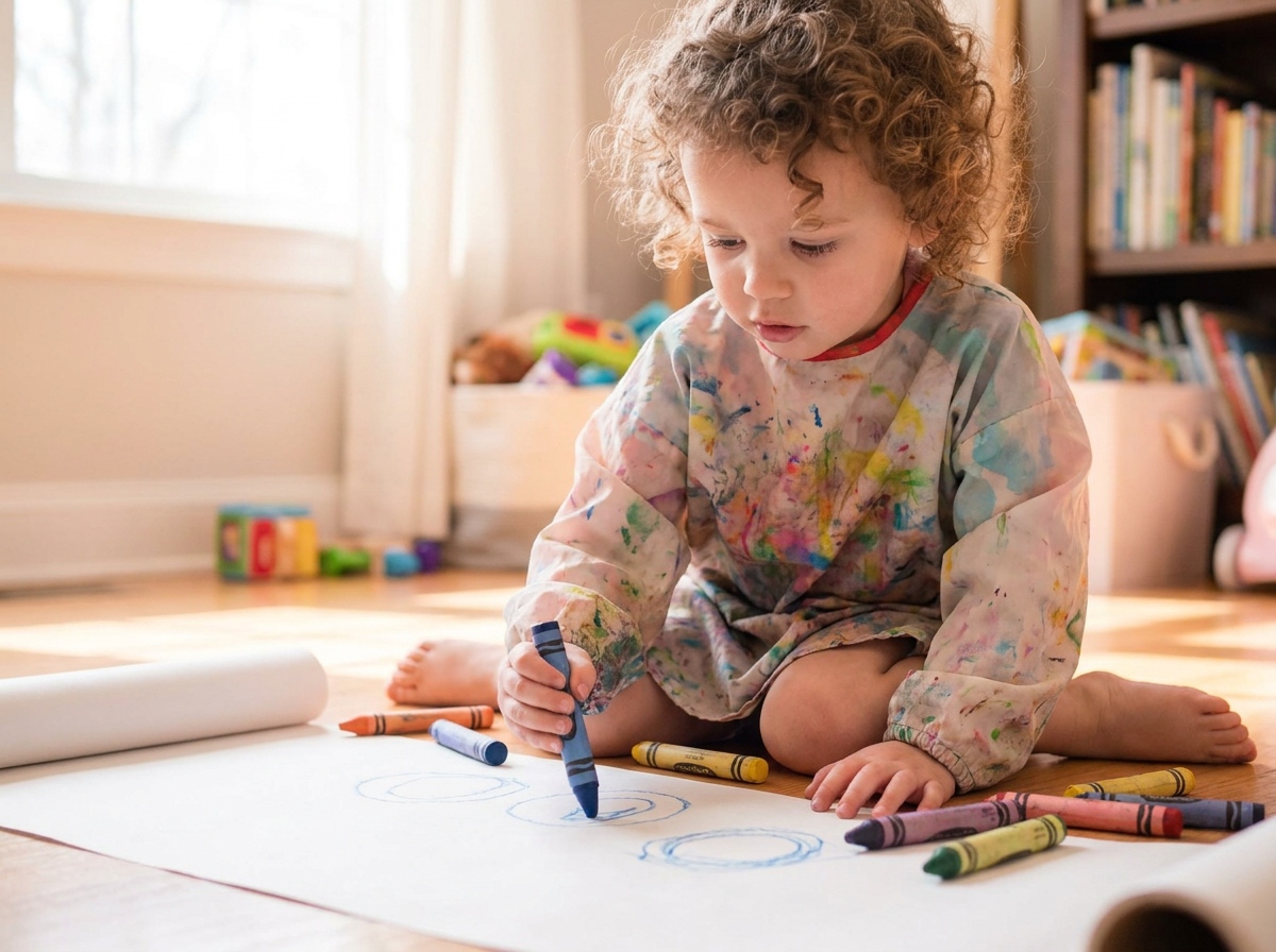3 year old child drawing and developing fine motor skills